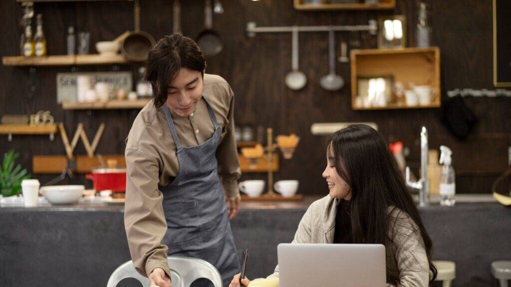 team members working to grow business